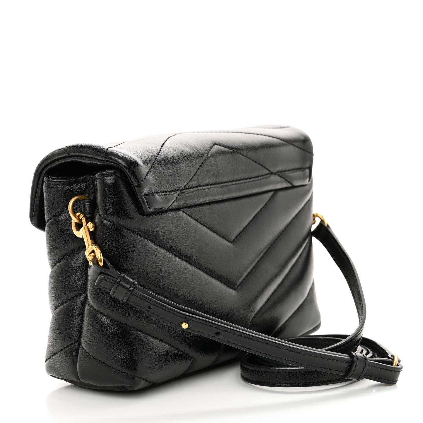 Calfskin Y Quilted Monogram Toy Loulou Crossbody Bag Black