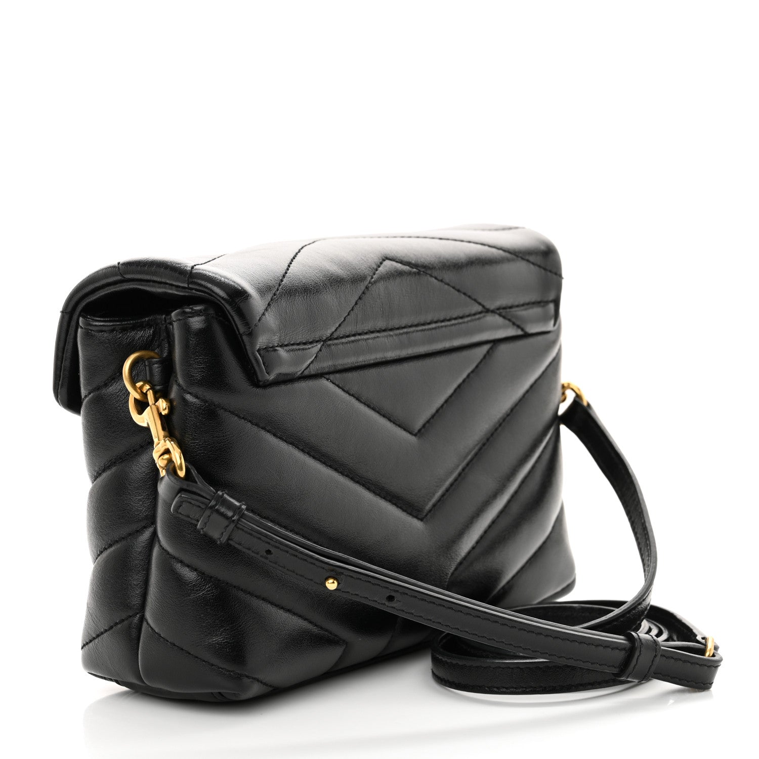 Saint Laurent Calfskin Y Quilted Monogram Toy Loulou Crossbody Bag Black 2 of 12