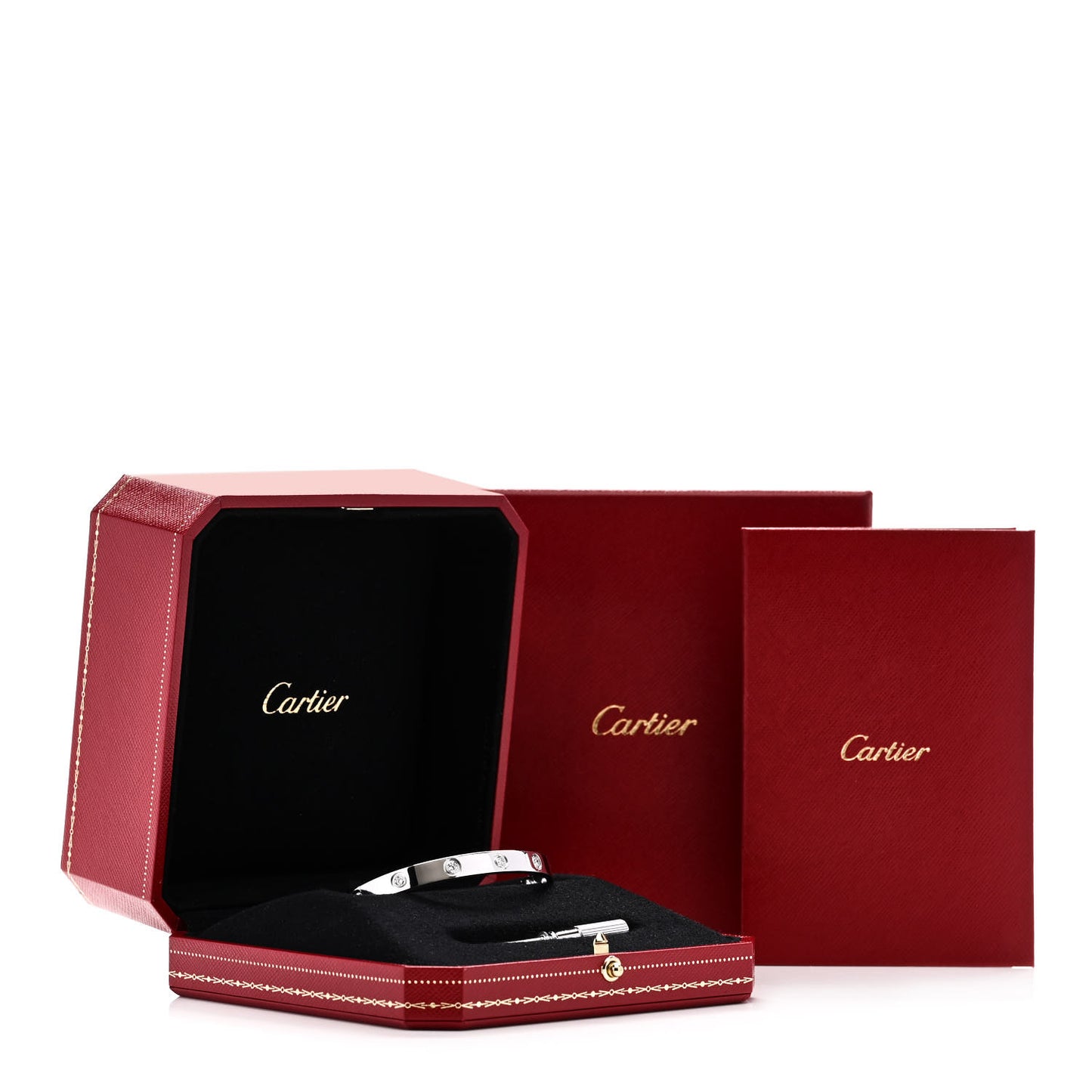 18K White Gold 10 Diamond LOVE Bracelet 17