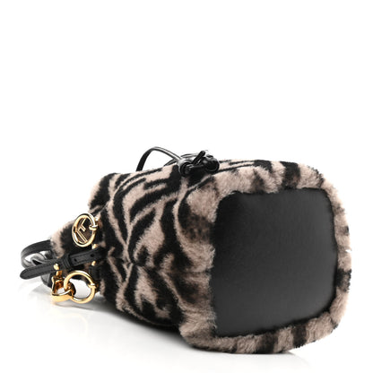 Fendi Shearling F is Fendi Macro FF 1974 Diagonal Mini Mon Tresor Bucket Bag Dove Black 4 of 10