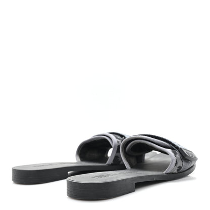 Christian Dior Mizza Shiny Nylon Dio(r)evolution Slide Sandals  38 Black Grey 5 of 10