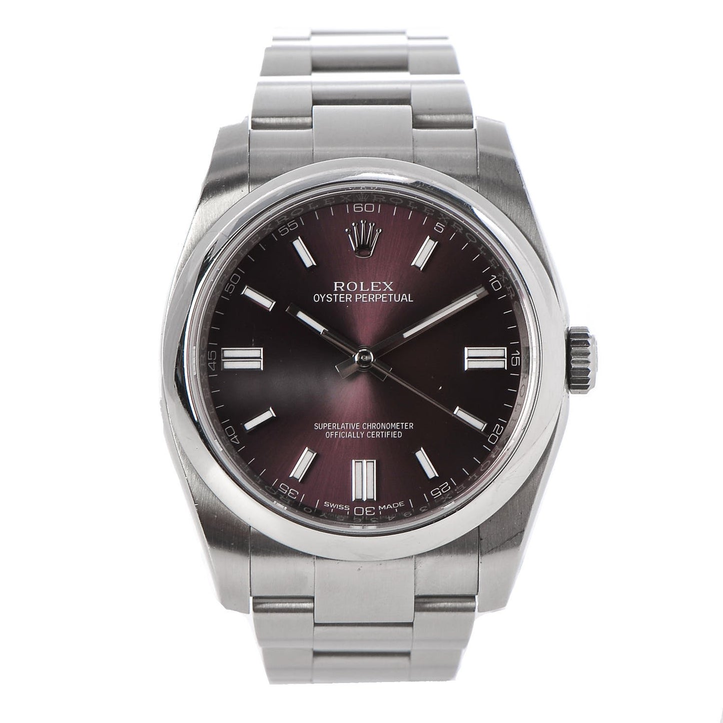 Stainless Steel 36mm Oyster Perpetual Watch Red Grape 116000