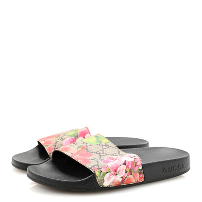 Gucci GG Supreme Monogram Blooms Slide Sandals 36 Beige Multicolor 4 of 9