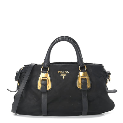 Prada Tessuto Nylon Soft Calfskin Shopping Satchel Black 1 of 15