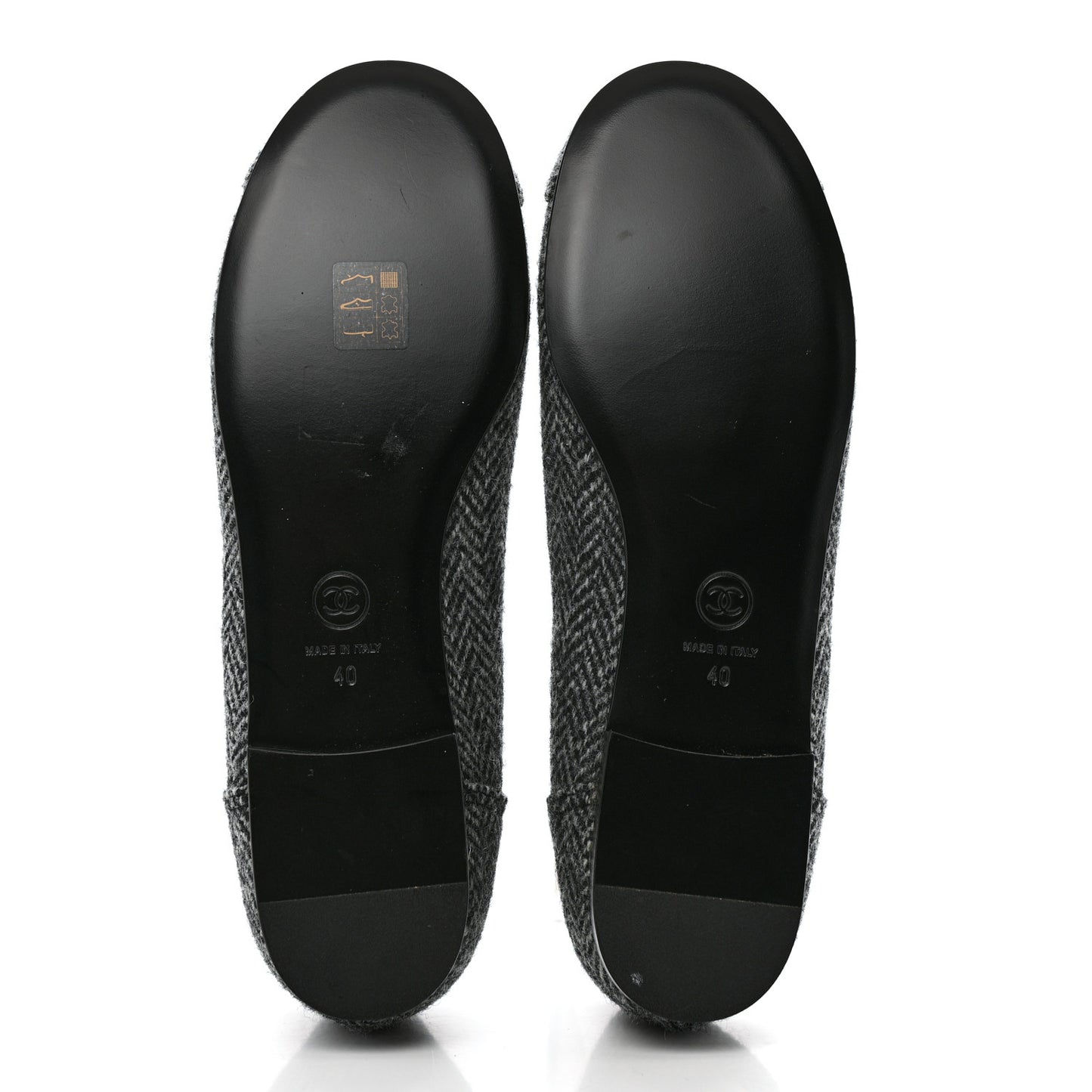 Tweed Quilted Camellia Ballerina Flats 40 Grey