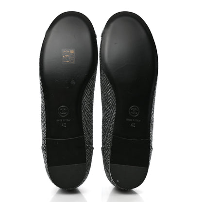 Chanel Tweed Quilted Camellia Ballerina Flats 40 Grey 8 of 11