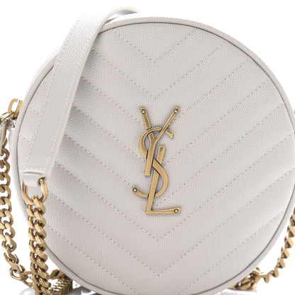 Saint Laurent Grain De Poudre Matelasse Chevron Quilted Round Vinyle Camera Bag Blanc Vintage 10 of 10