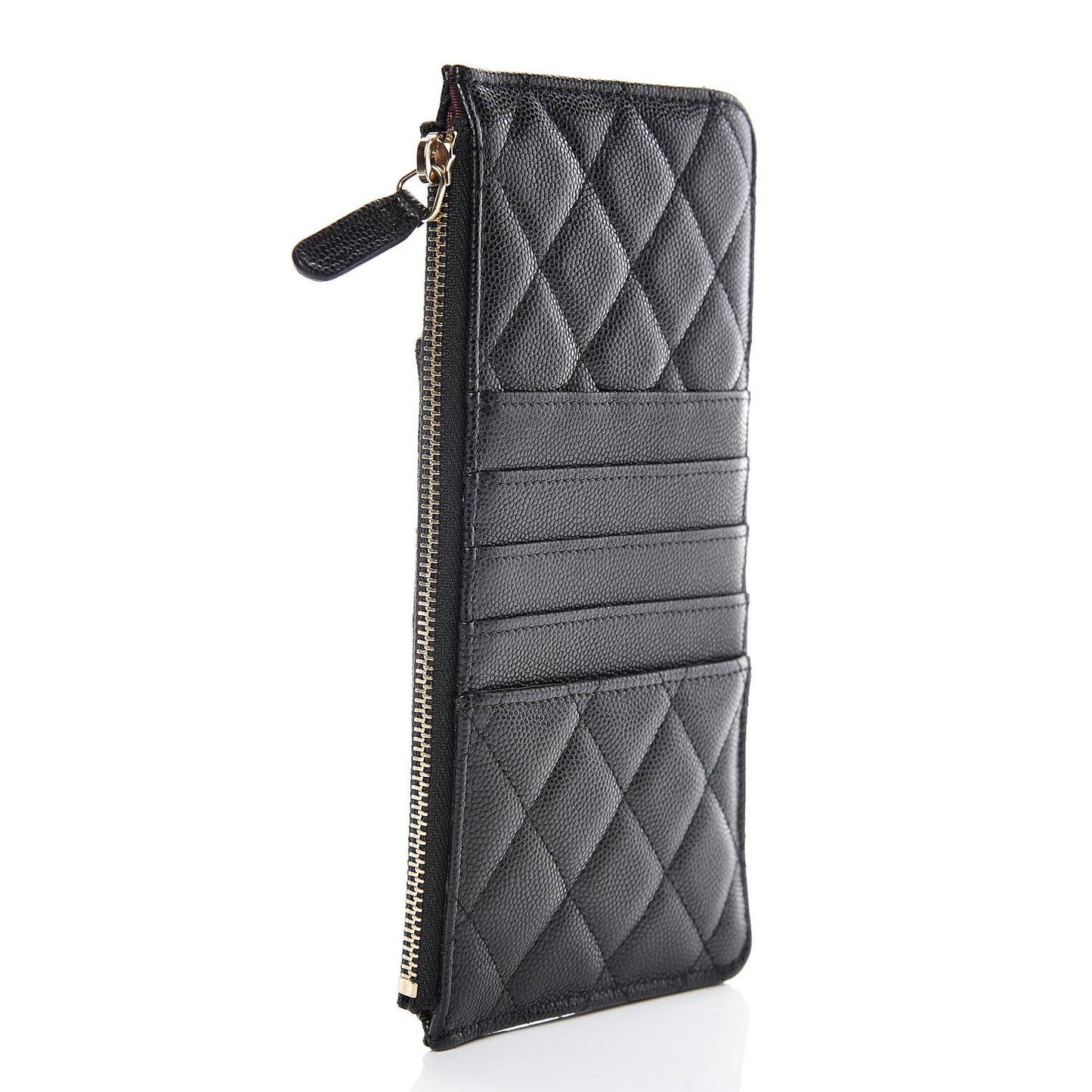 Caviar Quilted Classic Flat Wallet Pouch Black