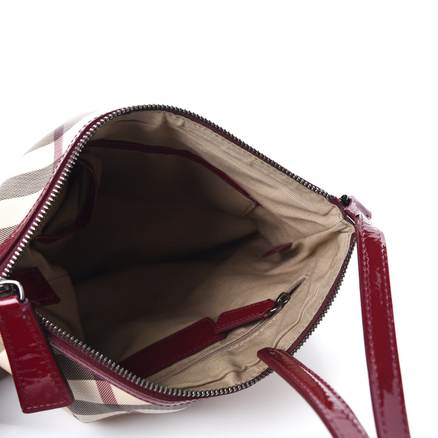 Patent Nova Check Julia Crossbody Bag Dark Red