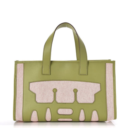 Hermes Swift Toile Petit H Decoupe Basse PM Skeleton Tote Natural Vert Anis 1 of 8
