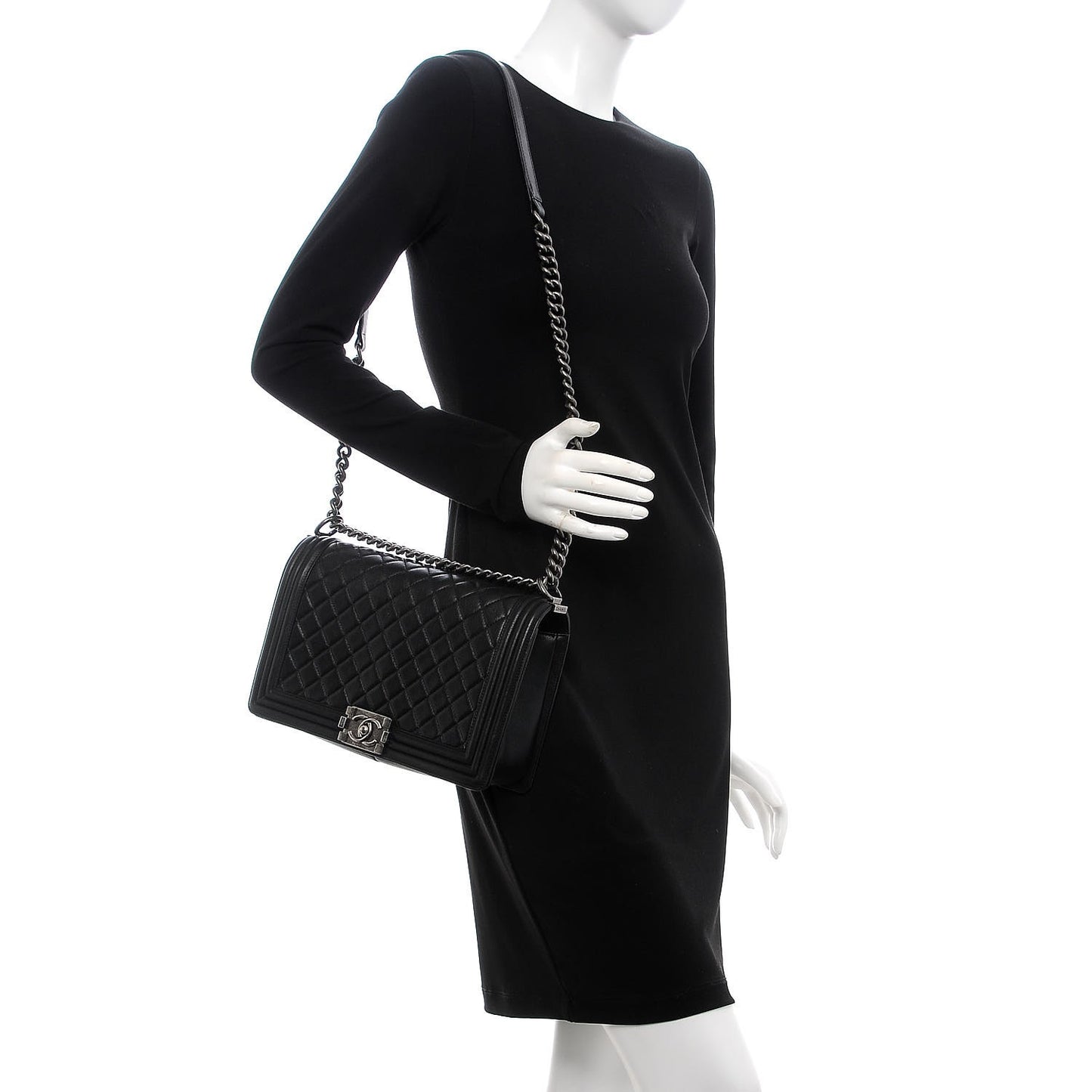 Calfskin Quilted New Medium Boy Flap Black