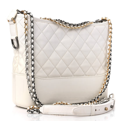 Chanel Patent Goatskin Quilted Medium Gabrielle Hobo White 3 of 15