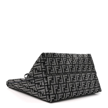 Fendi Chenille Vitello Santa Barbara FF Large Roll Reversible Shopping Tote Grigio Notte Flamingo 4 of 10