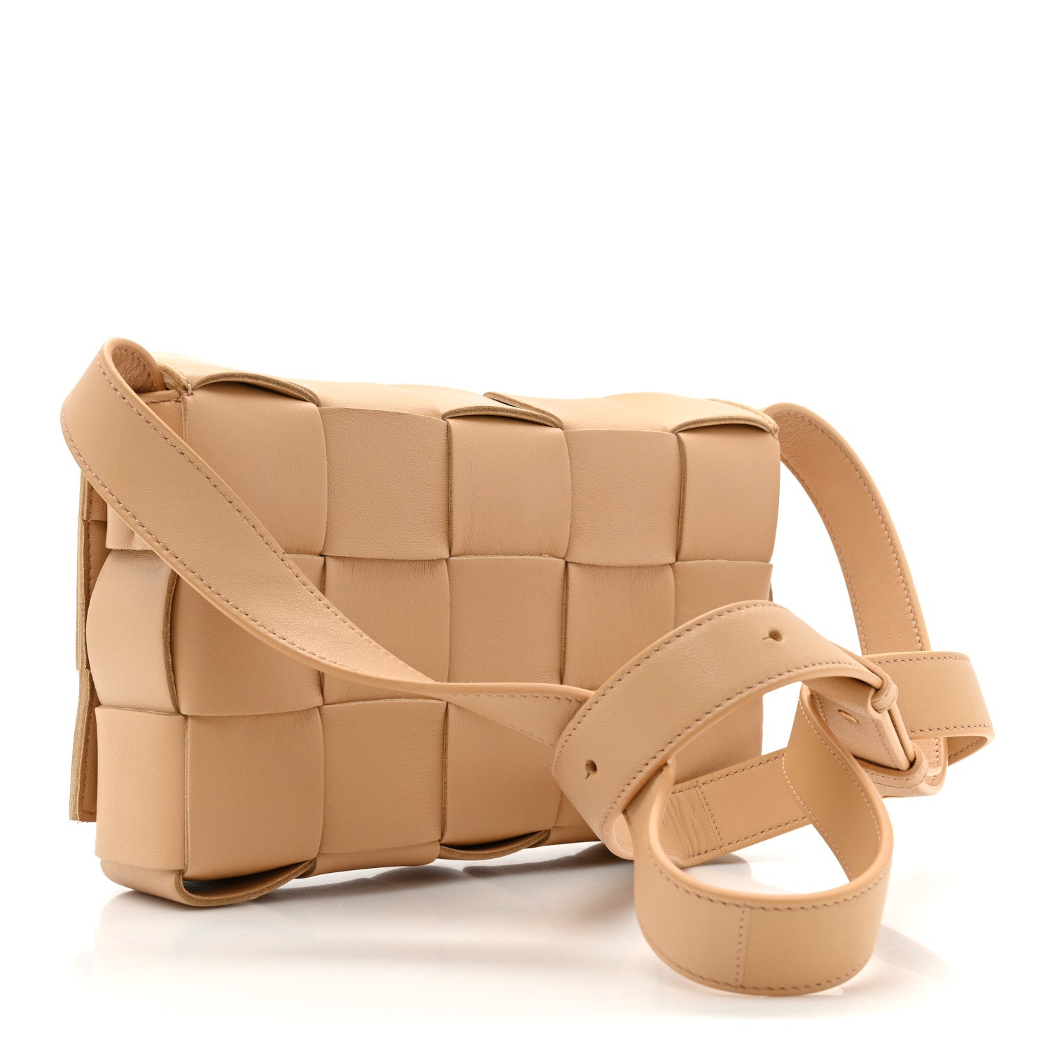 Bottega Veneta Lambskin Maxi Intrecciato Cassette Crossbody Bag Almond 3 of 9
