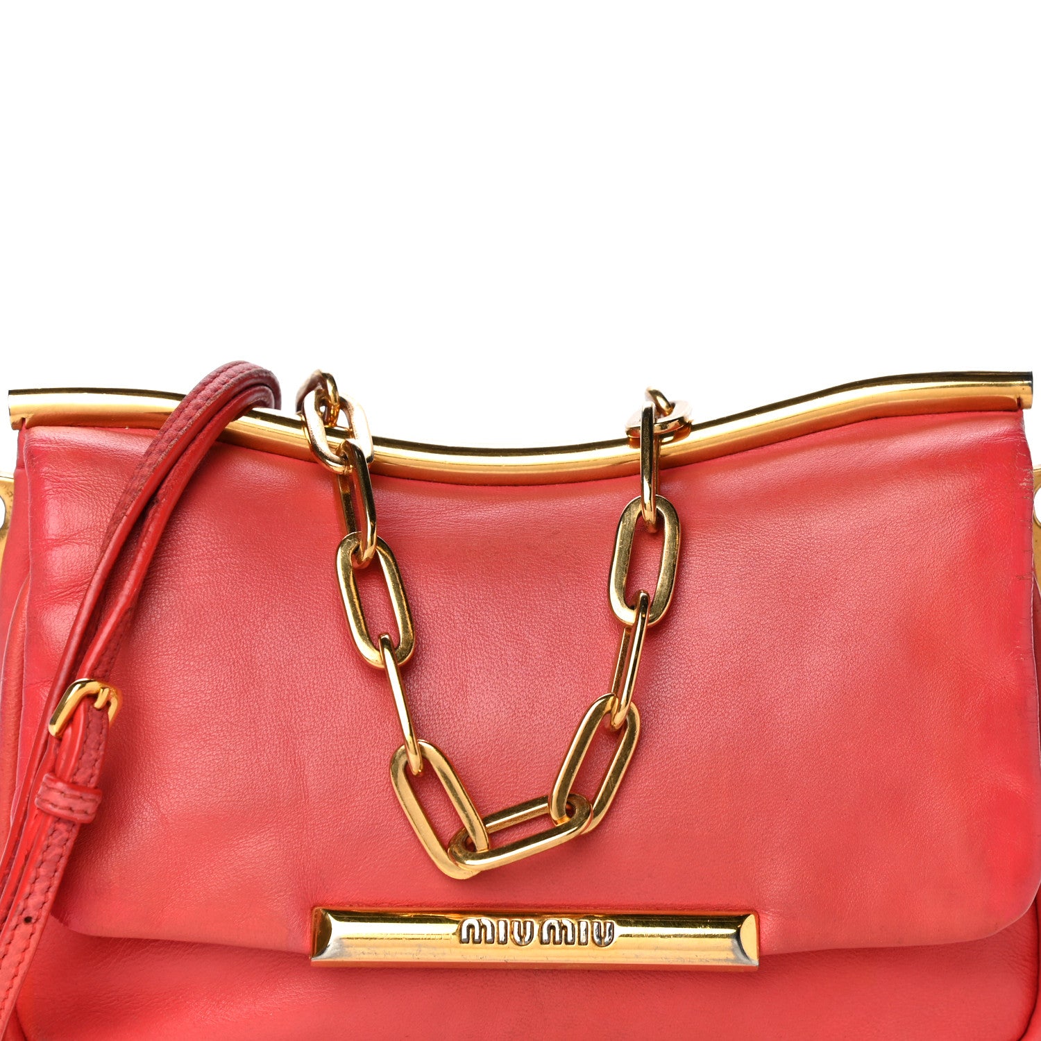 Miu Miu Nappa Shoulder Bag With Chain Red 7 of 20