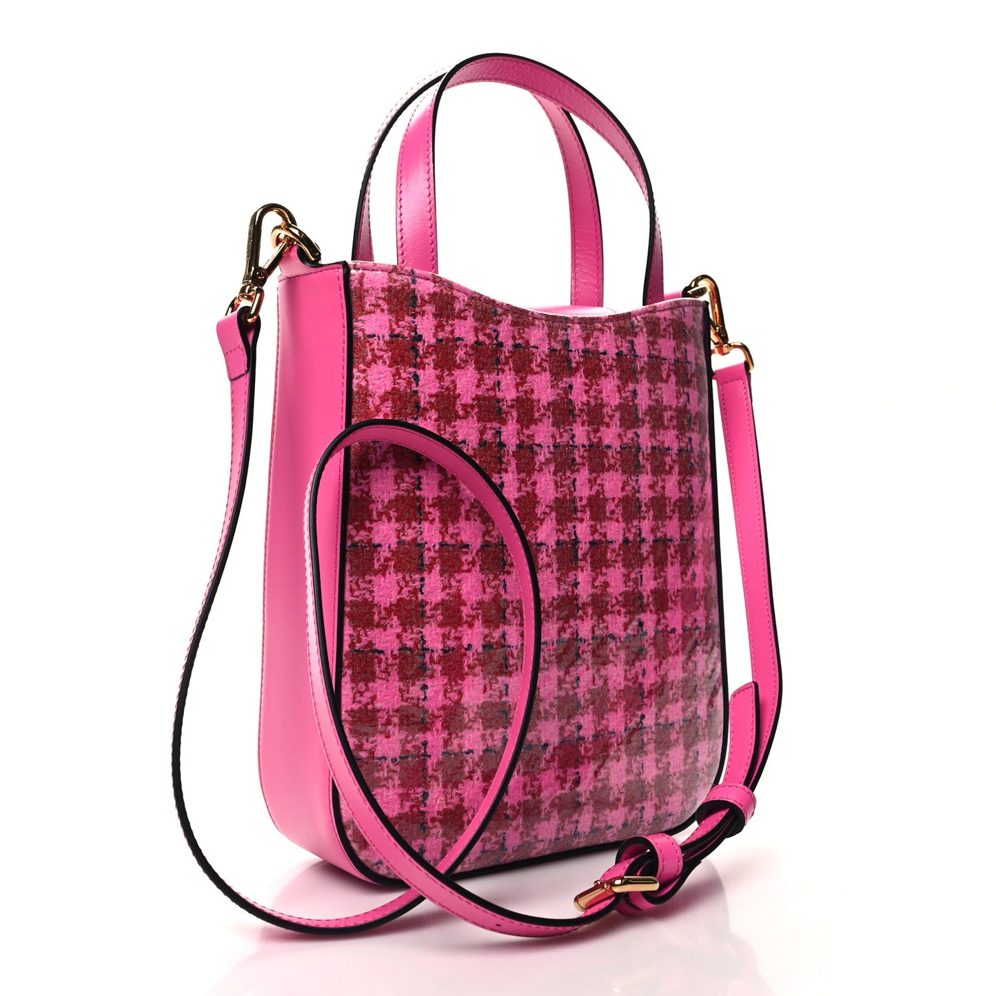 Calfskin Tweed Vinyl Medusa Small Top Handle Crossbody Bag Pink
