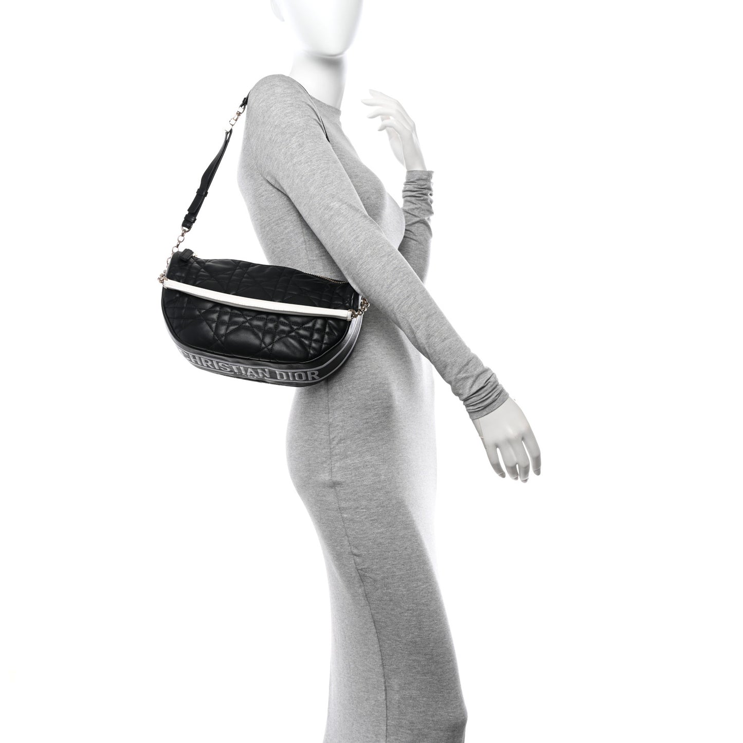 Lambskin Cannage Medium Dior Vibe Hobo Bag Black