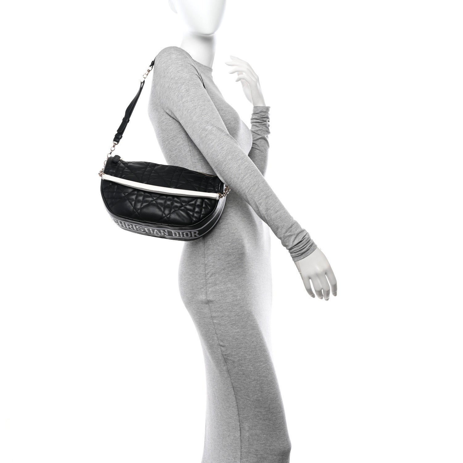 Christian Dior Lambskin Cannage Medium Dior Vibe Hobo Bag Black 2 of 12