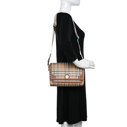 Burberry Coated Canvas Calfskin Vintage Check Medium Note Crossbody Bag Briar Brown 2 of 9