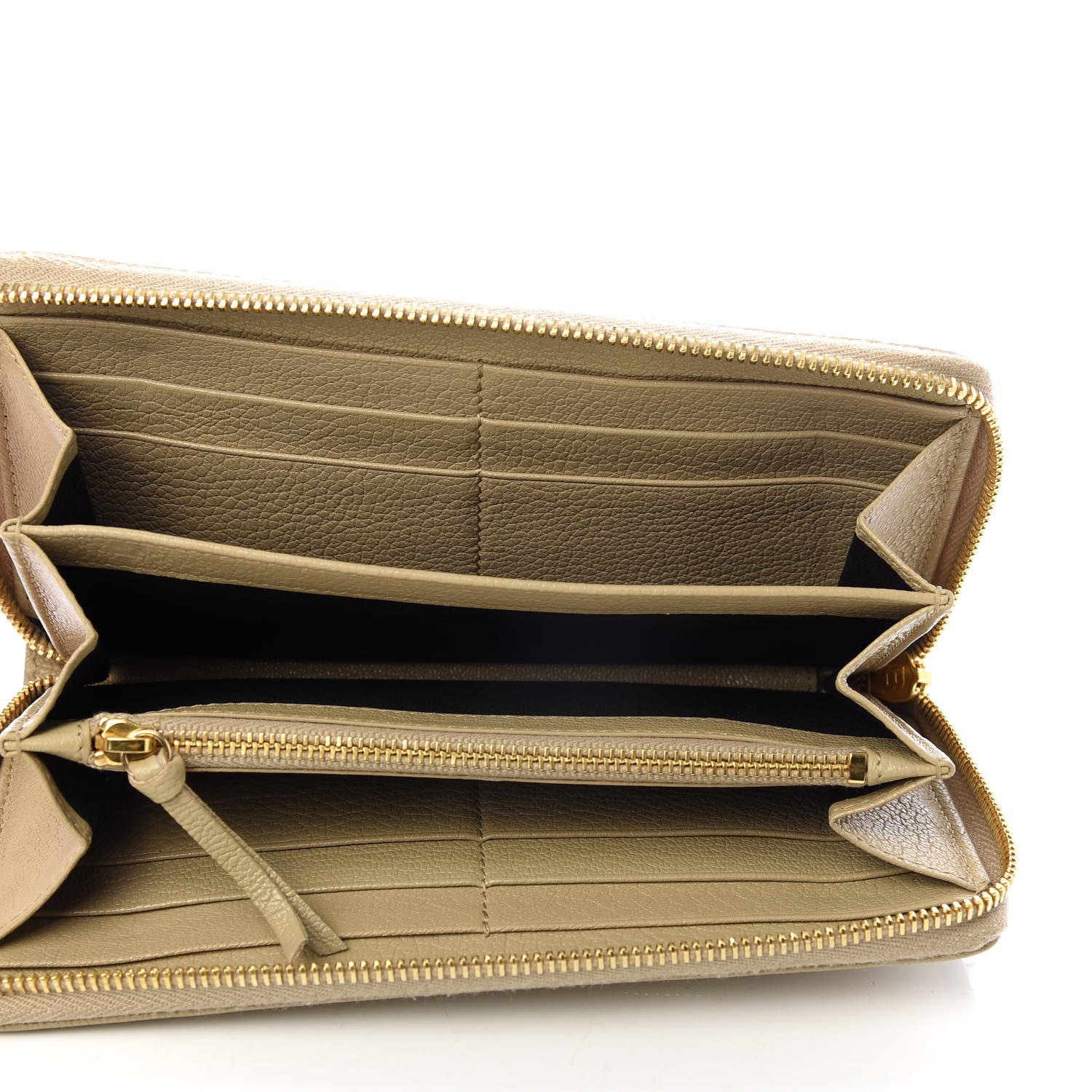 Balenciaga Shiny Goatskin Gold Metallic Edge Hardware Zip Around Wallet Beige Sahara 5 of 6