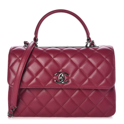 Chanel Lambskin Quilted Medium Trendy CC Flap Dual Handle Bag Dark Pink 1 of 8