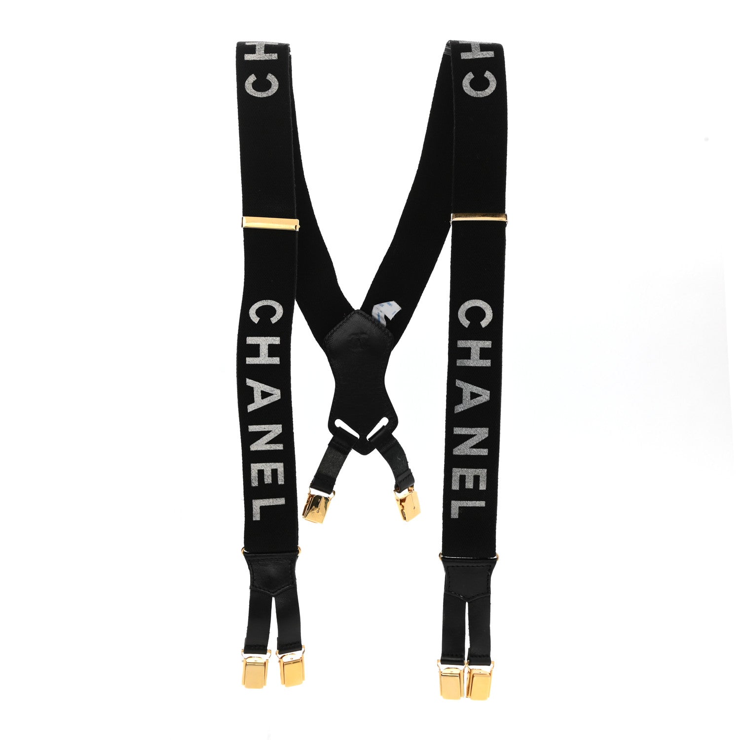 Chanel Logo Suspenders Black White 1 of 5