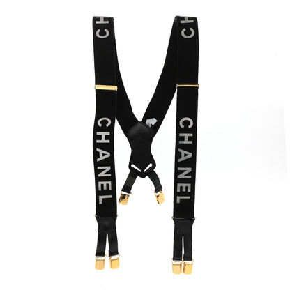 Chanel Logo Suspenders Black White 1 of 5