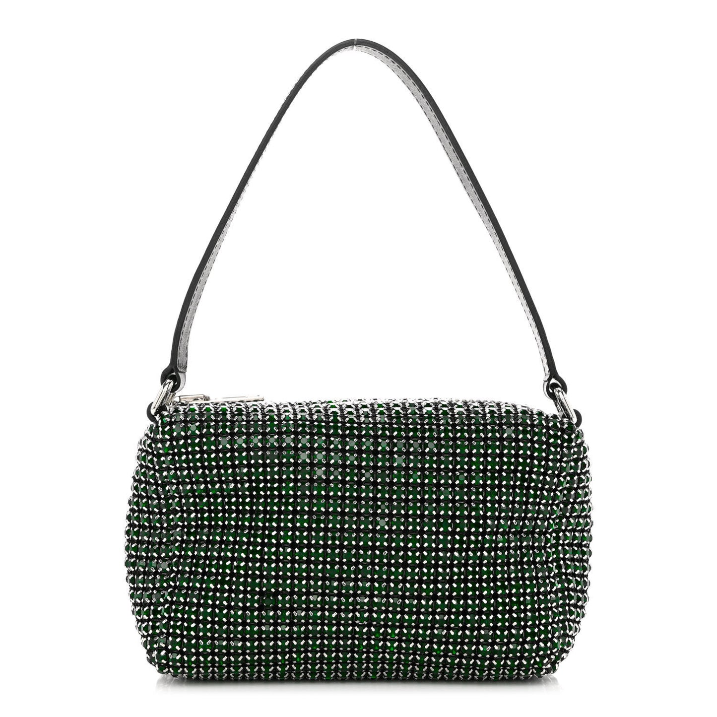 Mesh Crystal Rhinestone Mini Heiress Pouch Emerald Green