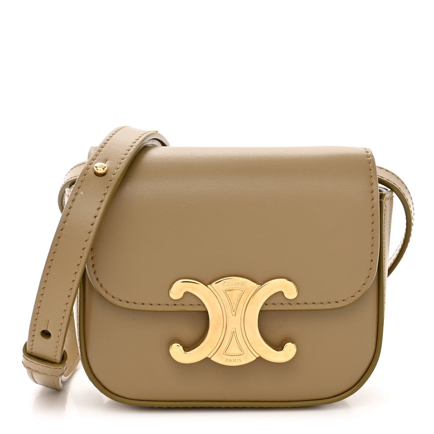 Celine Shiny Calfskin Mini Triomphe Olive 1 of 14