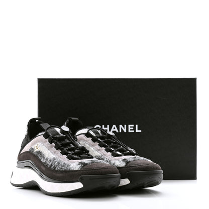 Chanel Fabric Suede Calfskin CC Sneakers 39.5 Gray 9 of 9