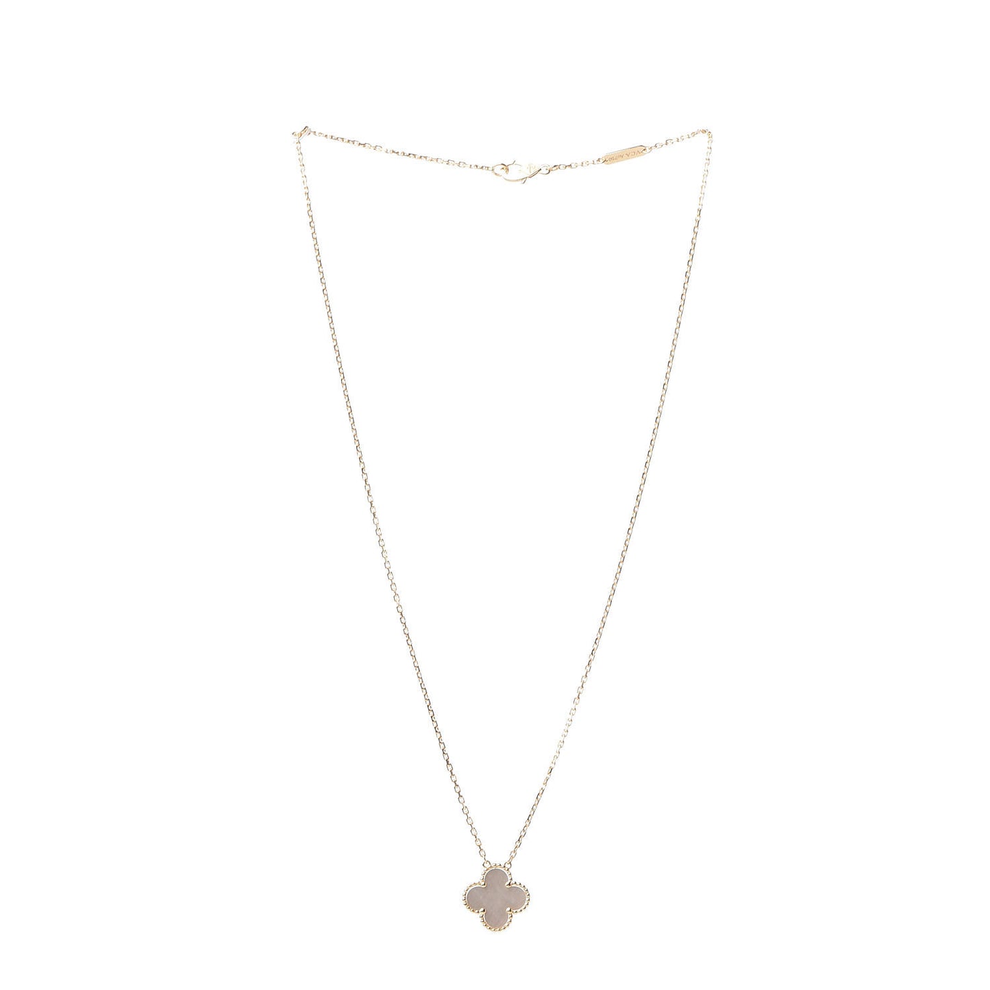 18K Yellow Gold Mother of Pearl Vintage Alhambra Pendant Necklace