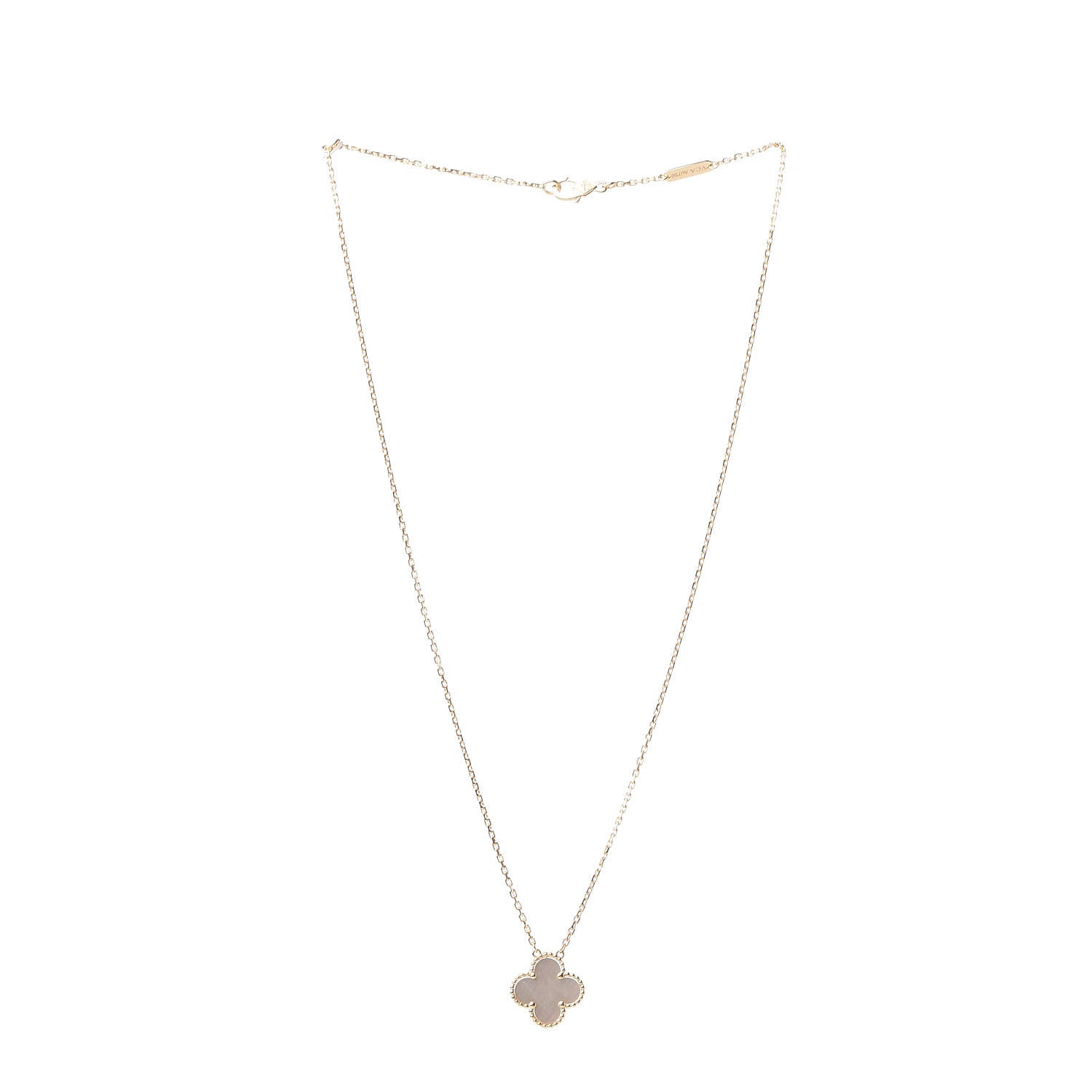 Van Cleef & Arpels 18K Yellow Gold Mother of Pearl Vintage Alhambra Pendant Necklace 3 of 7