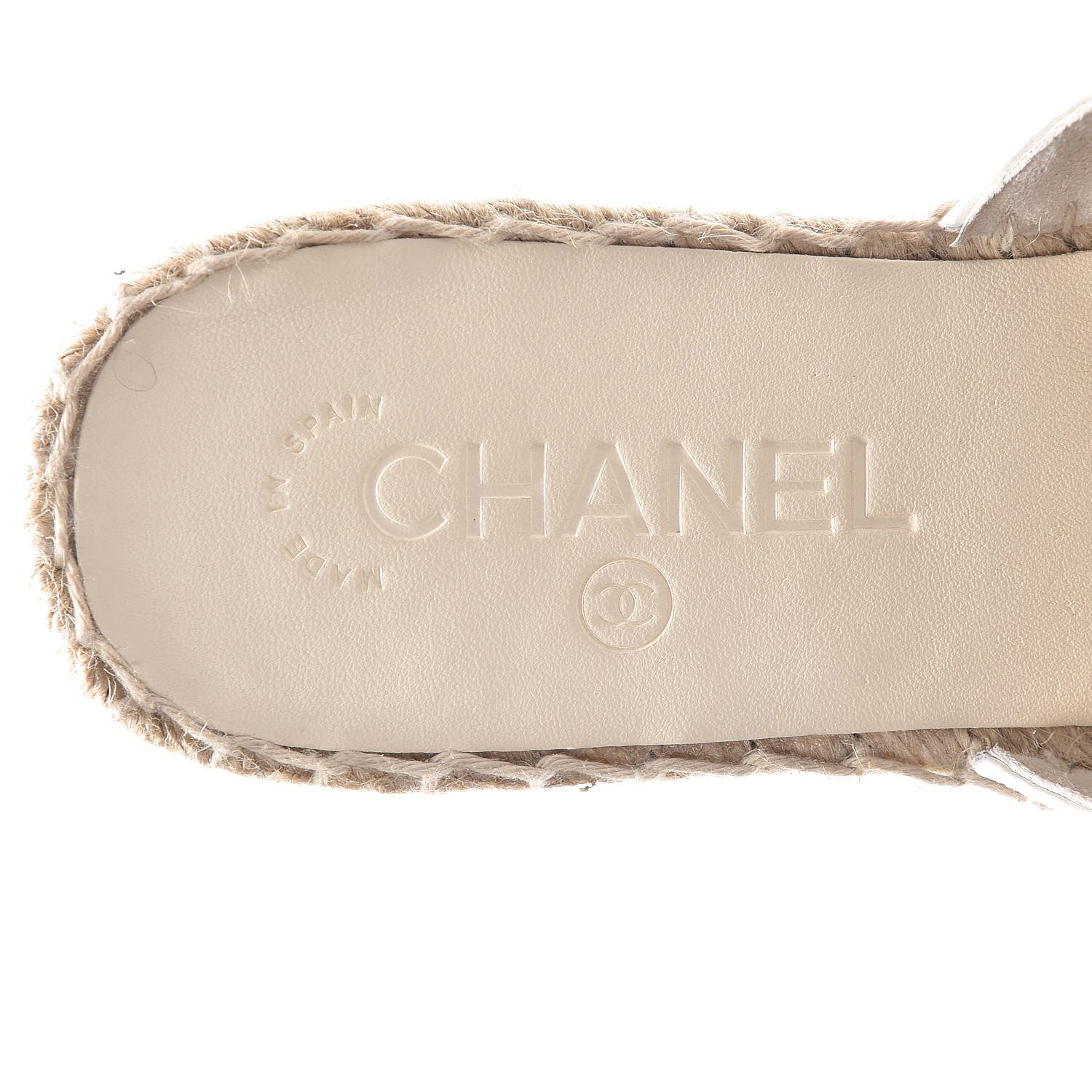 Chanel Iridescent Goatskin CC Espadrille Mules 37 Ivory Black 8 of 10