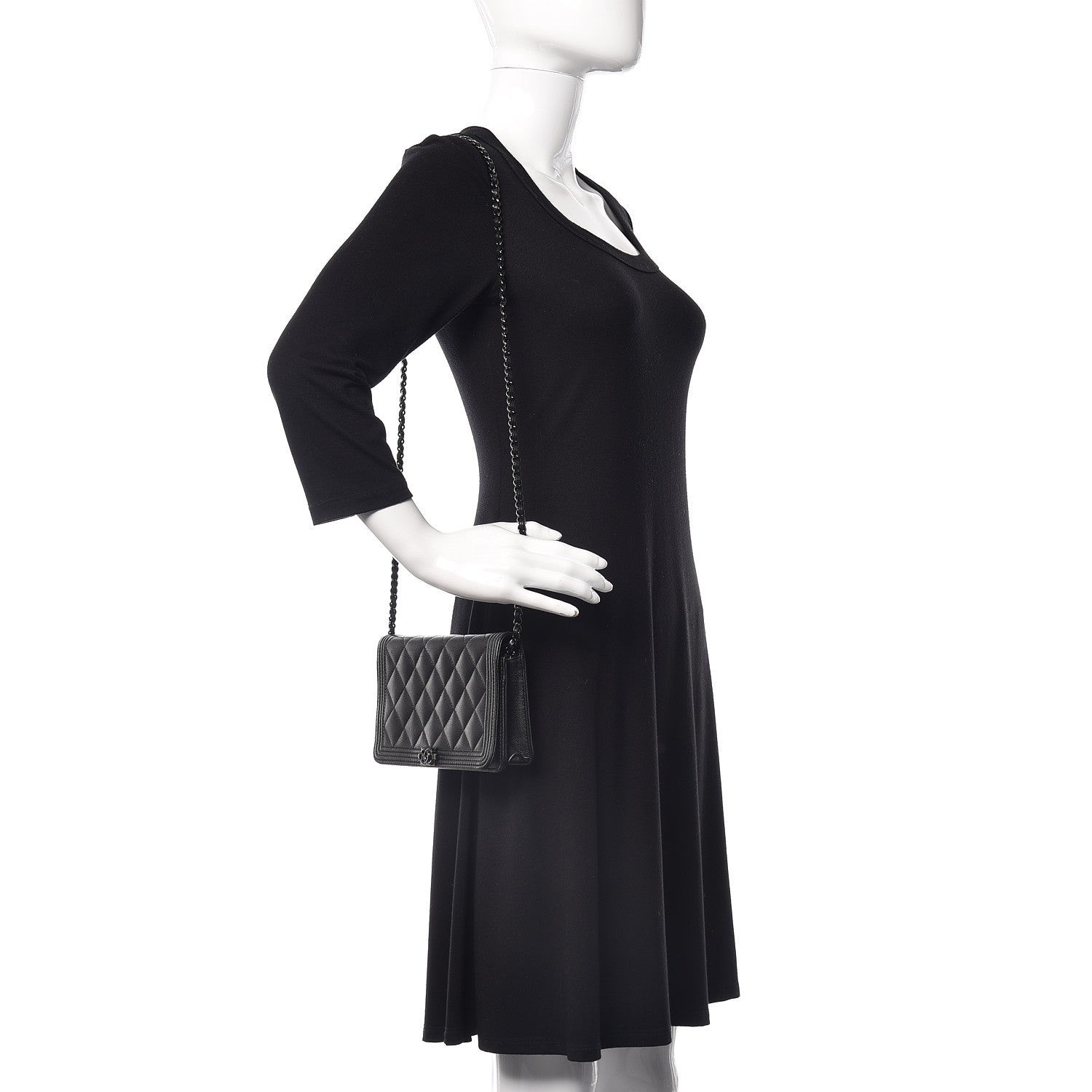 Chanel Caviar Quilted Boy Wallet On Chain WOC So Black 2 of 14