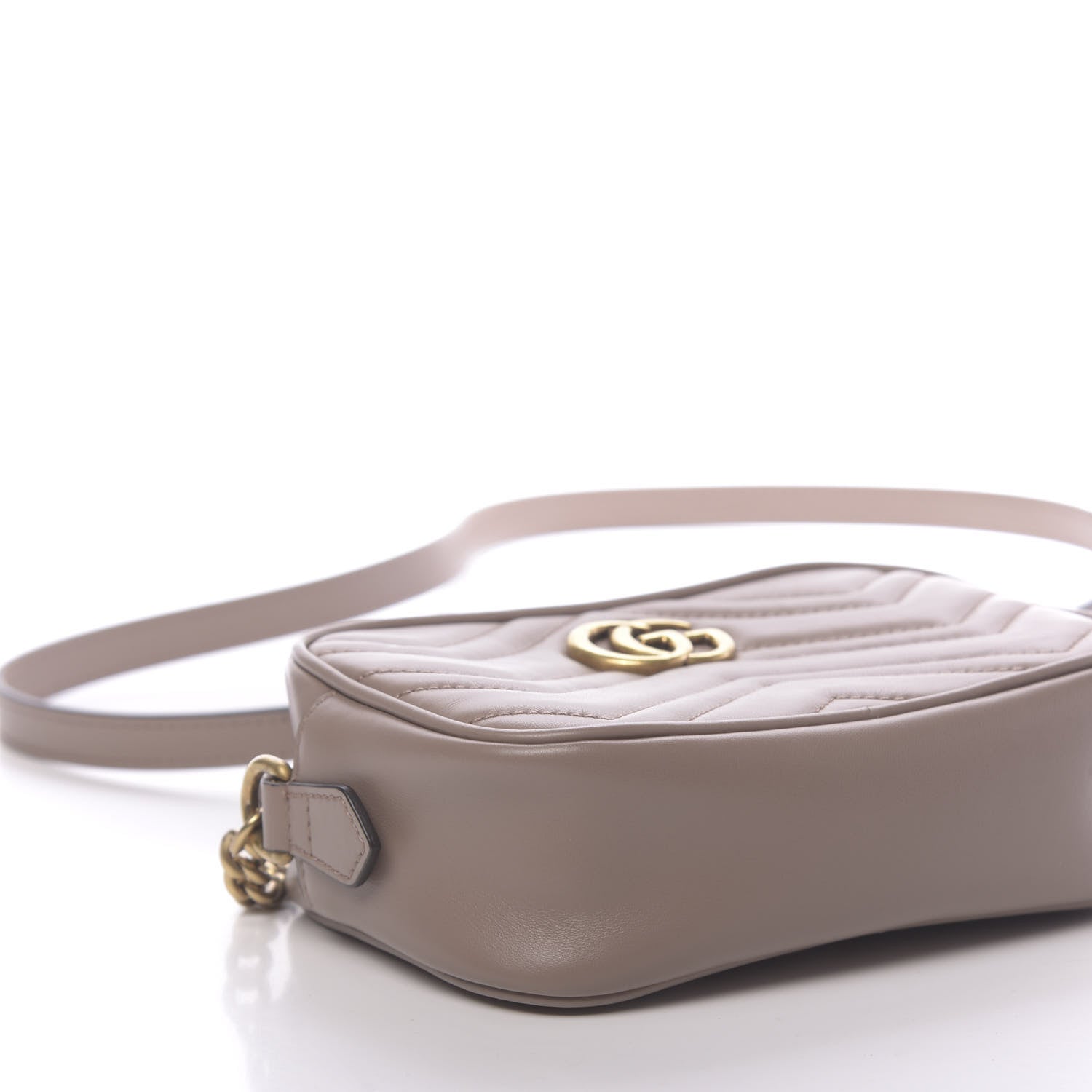 Gucci Calfskin Matelasse Mini GG Marmont Chain Shoulder Bag Porcelain Rose 10 of 12