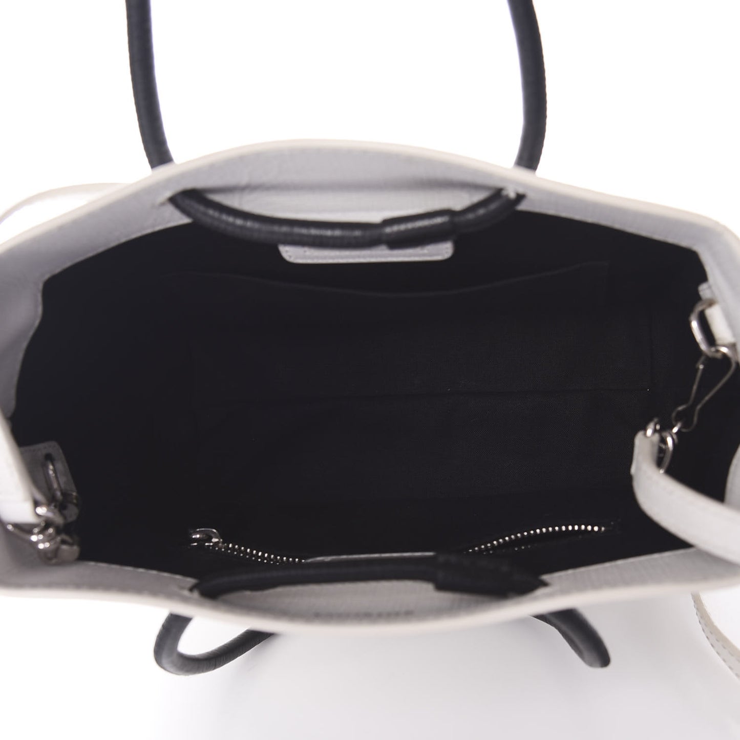 Squared Calfskin Logo Shopping Tote XXS White