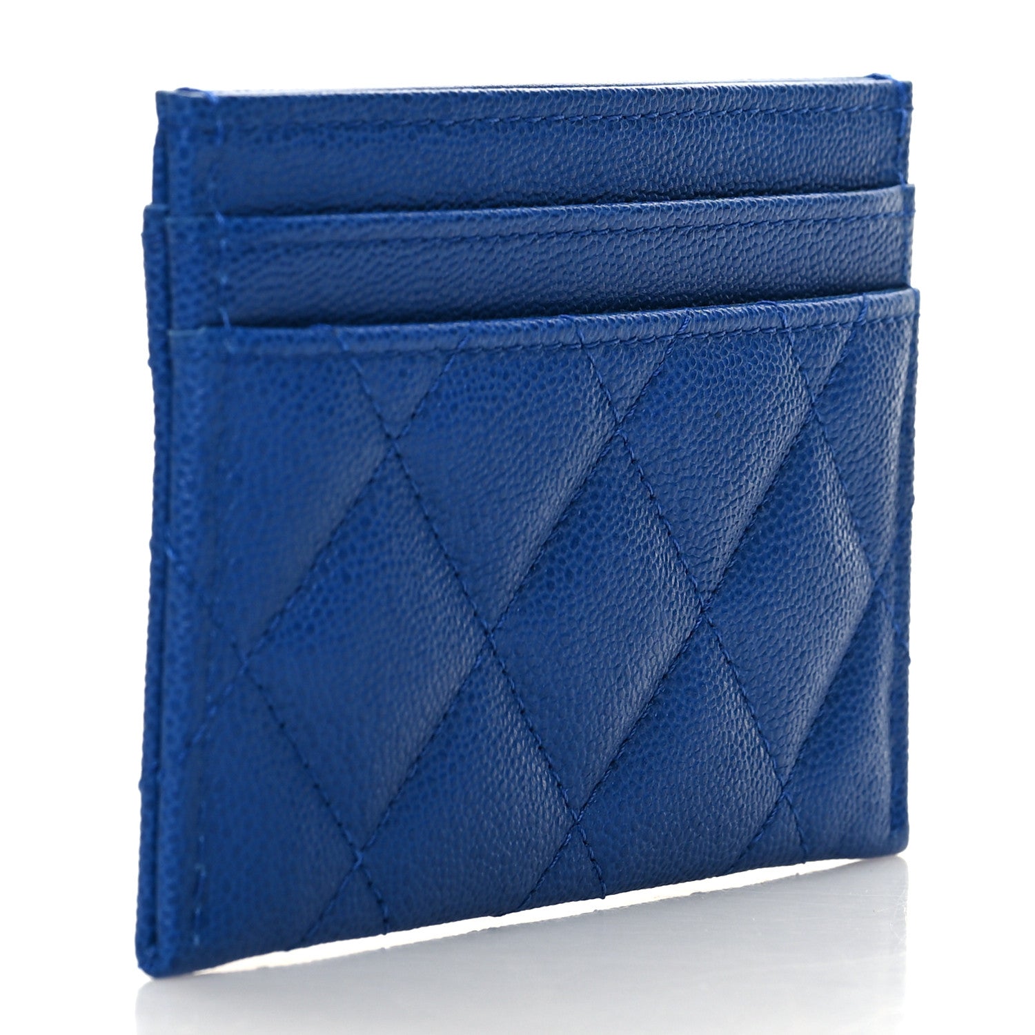 Chanel Caviar Quilted Studded CC Card Holder Blue 3 of 9