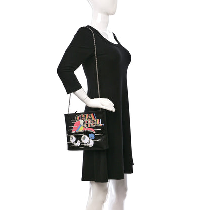 Chanel Satin Sequin Pearl Crystal Roller Skate Quilted Clutch With Chain Black Multicolor 2 of 9