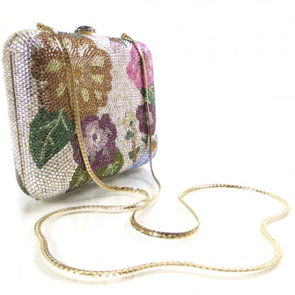 Judith Leiber Swarovski Crystal Floral Minaudiere Clutch 3 of 8