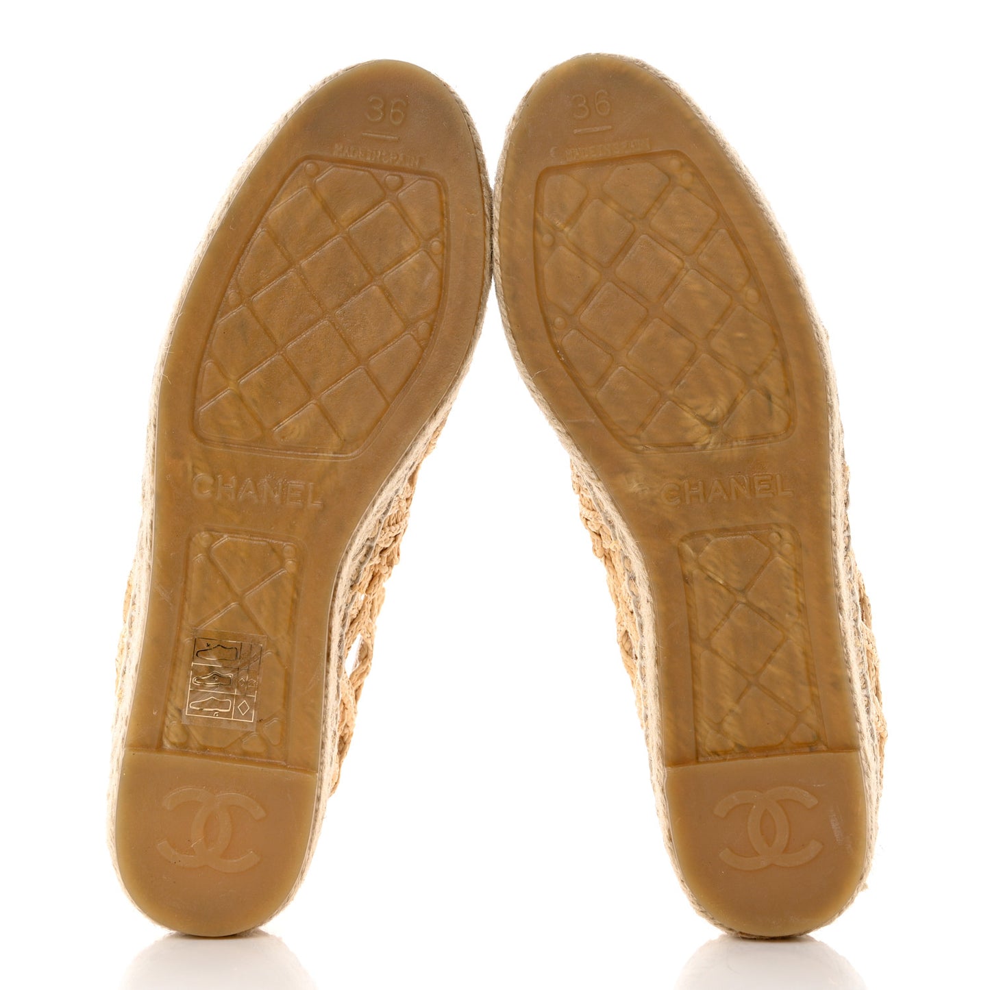 Raffia Fabric CC Espadrilles 36 Beige Black