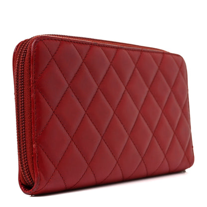Chanel Calfskin Quilted Cambon Large Gusset Zip Around Wallet Red 3 of 9