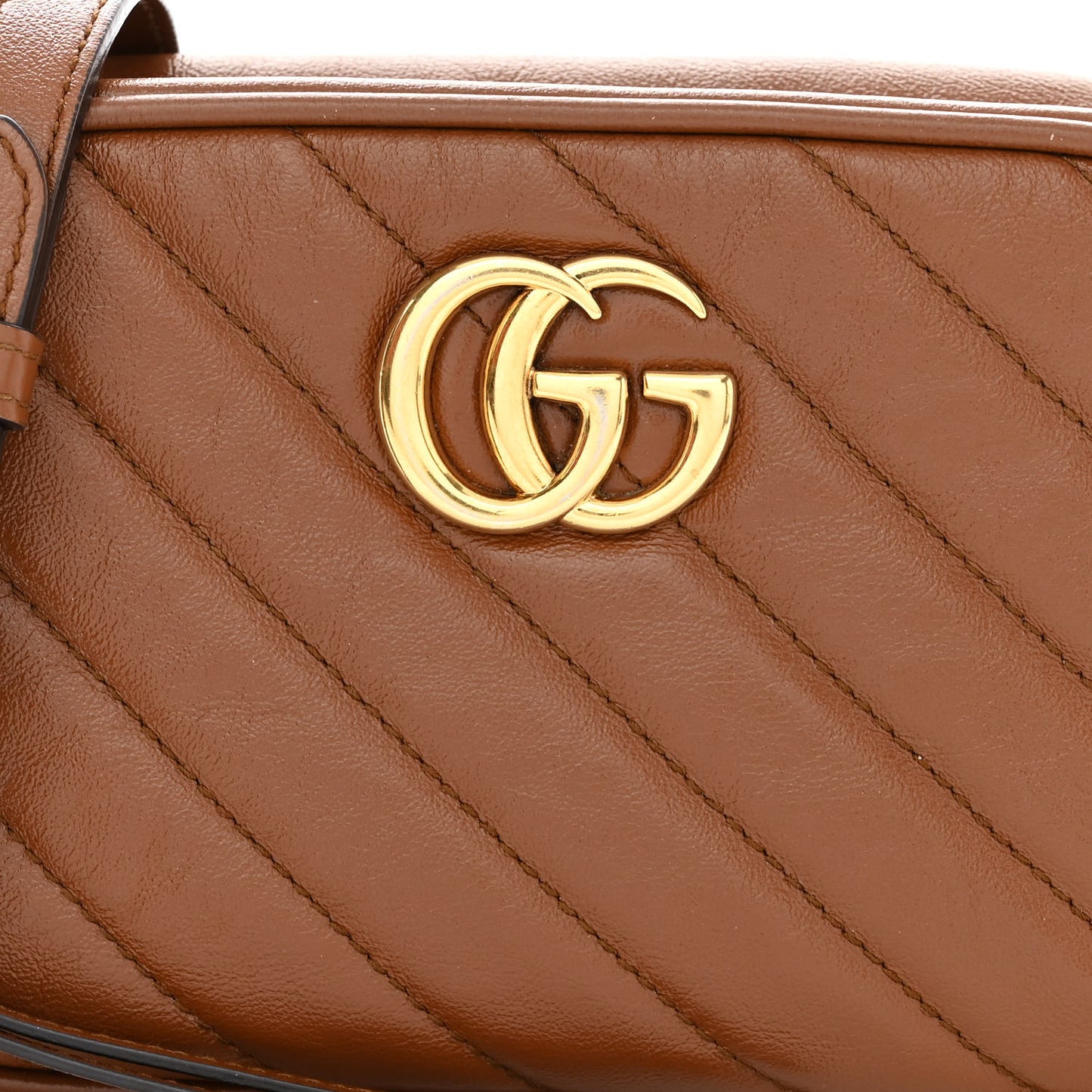Glazed Calfskin Matelasse Diagonal Mini GG Marmont Chain Shoulder Bag Cuir