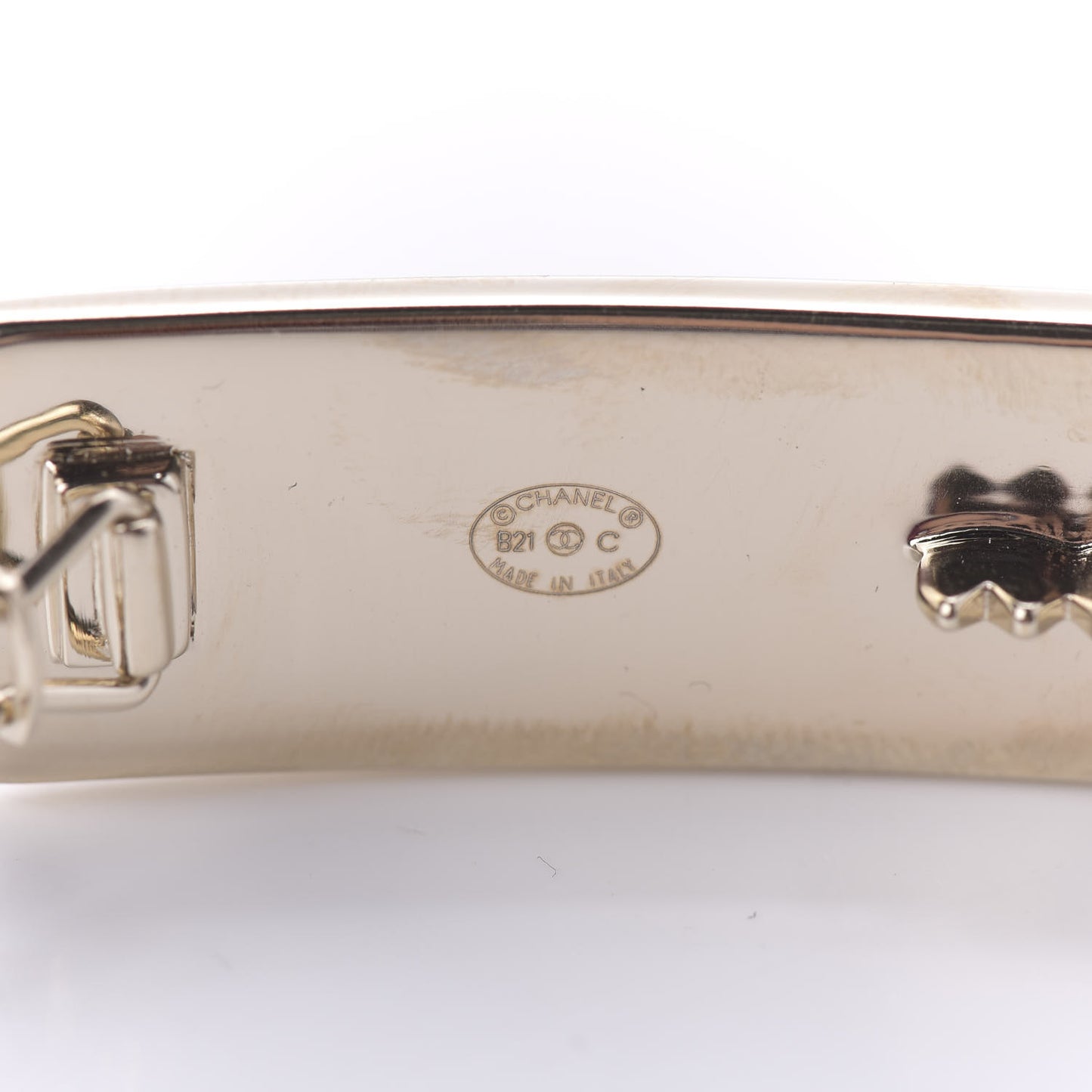 Metal Crystal Logo Hair Clip Gold