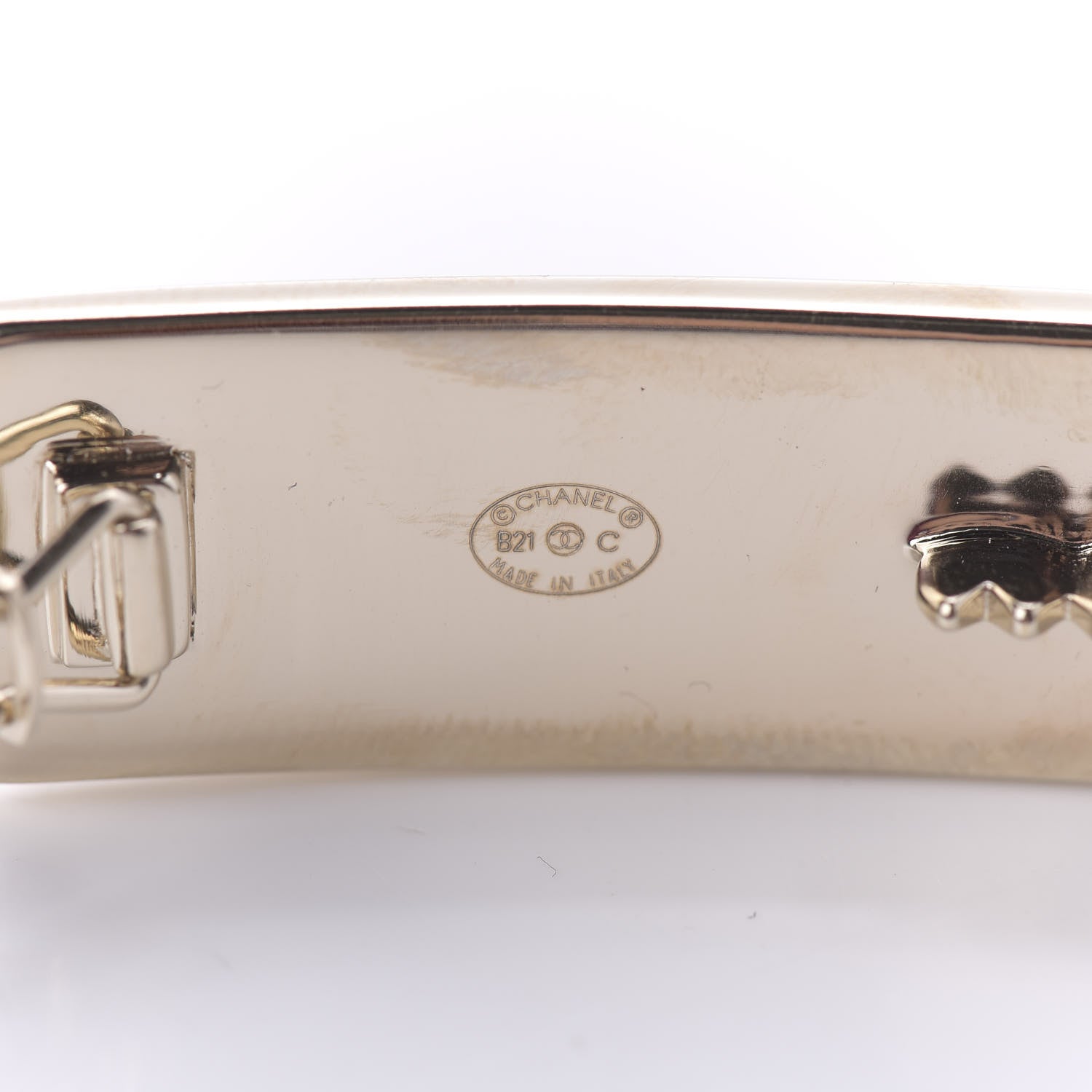 Chanel Metal Crystal Logo Hair Clip Gold 4 of 5