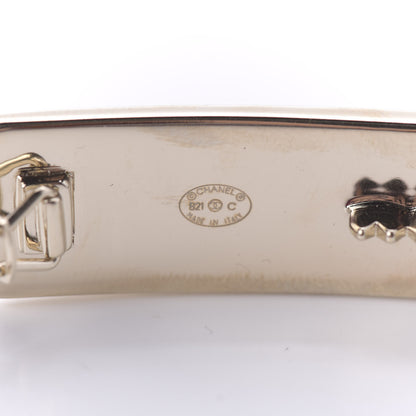 Chanel Metal Crystal Logo Hair Clip Gold 4 of 5