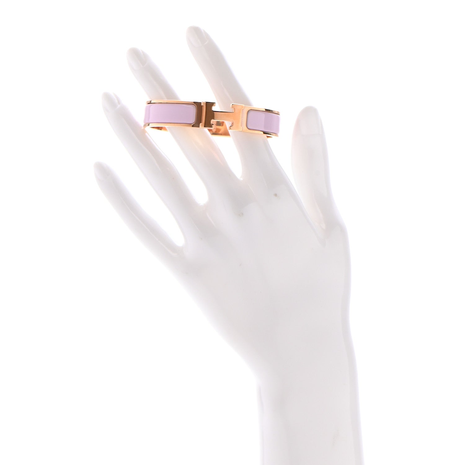 Hermes Enamel Narrow Clic Clac H Bracelet PM Rose Dragee 2 of 4