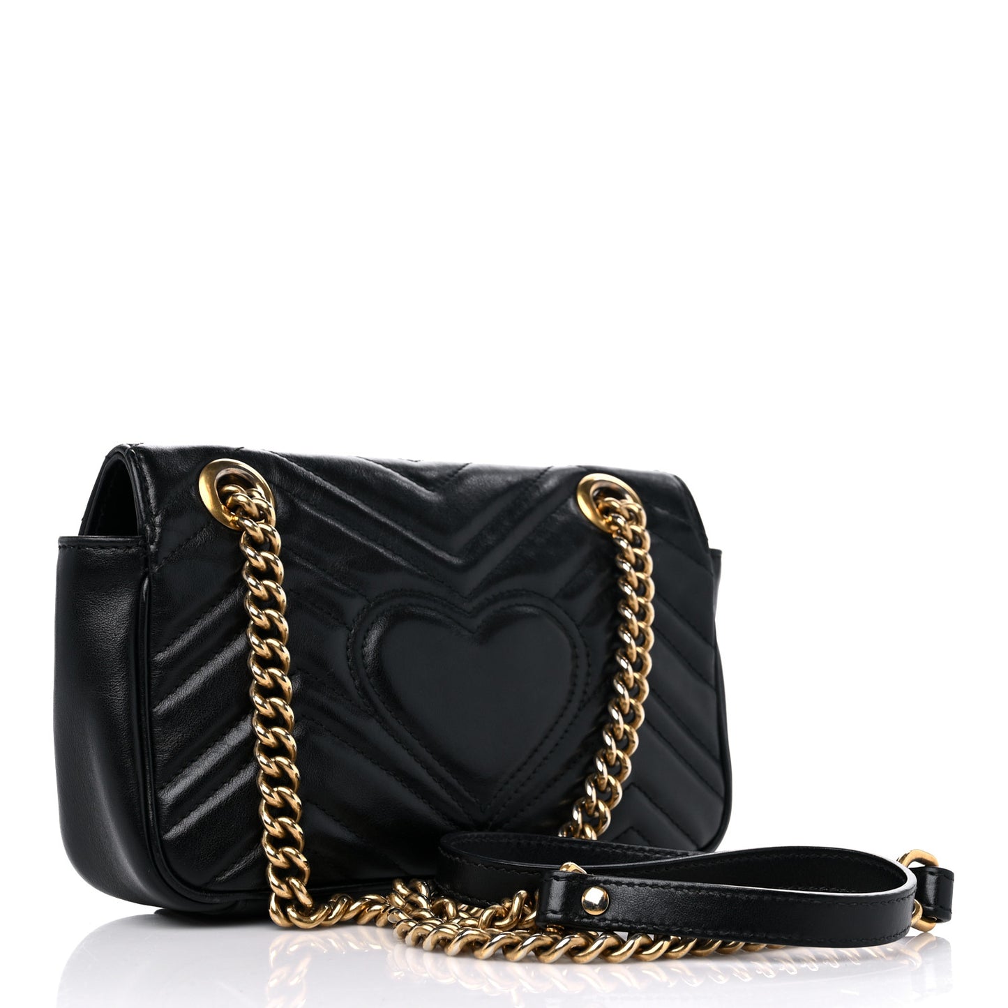 Calfskin Matelasse Mini GG Marmont Shoulder Bag Black