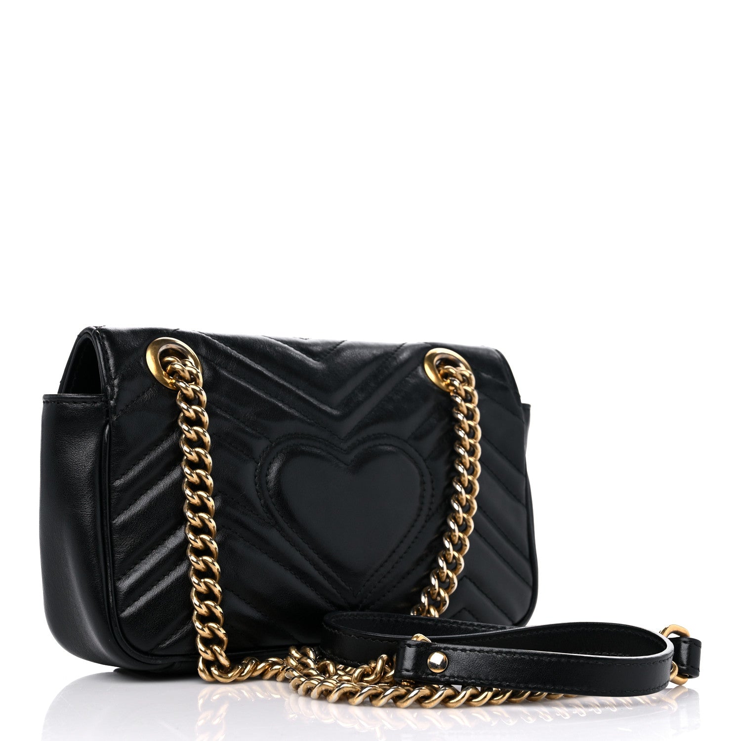 Gucci Calfskin Matelasse Mini GG Marmont Shoulder Bag Black 3 of 15