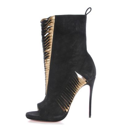 Christian Louboutin Veau Velours Nappa Miss Circus 120 Peep Toe Boots 38 Black 1 of 8