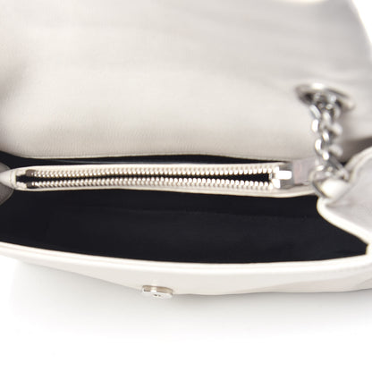 Saint Laurent Grain De Poudre Small West Hollywood Monogram Fold-Over Bag Pearl White 5 of 12